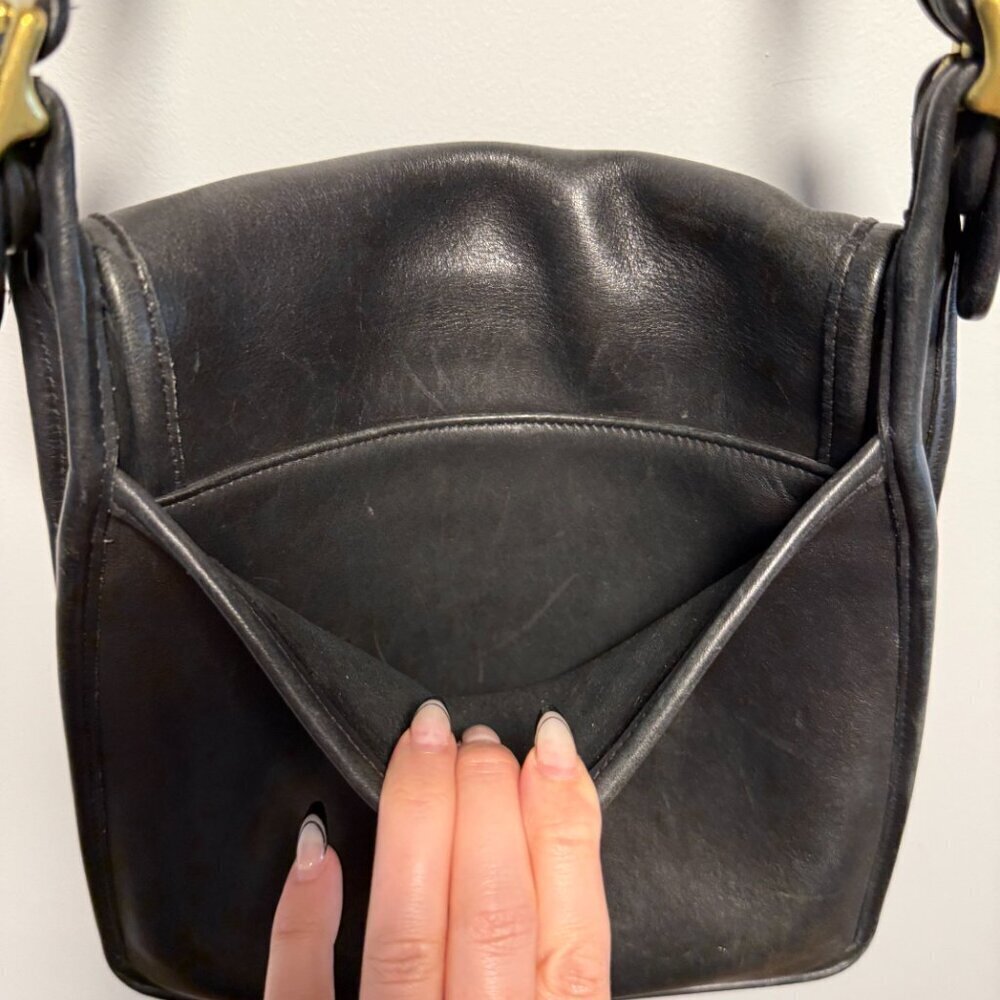 Vintage Coach Bag Black Leather - Picture 8 of 16